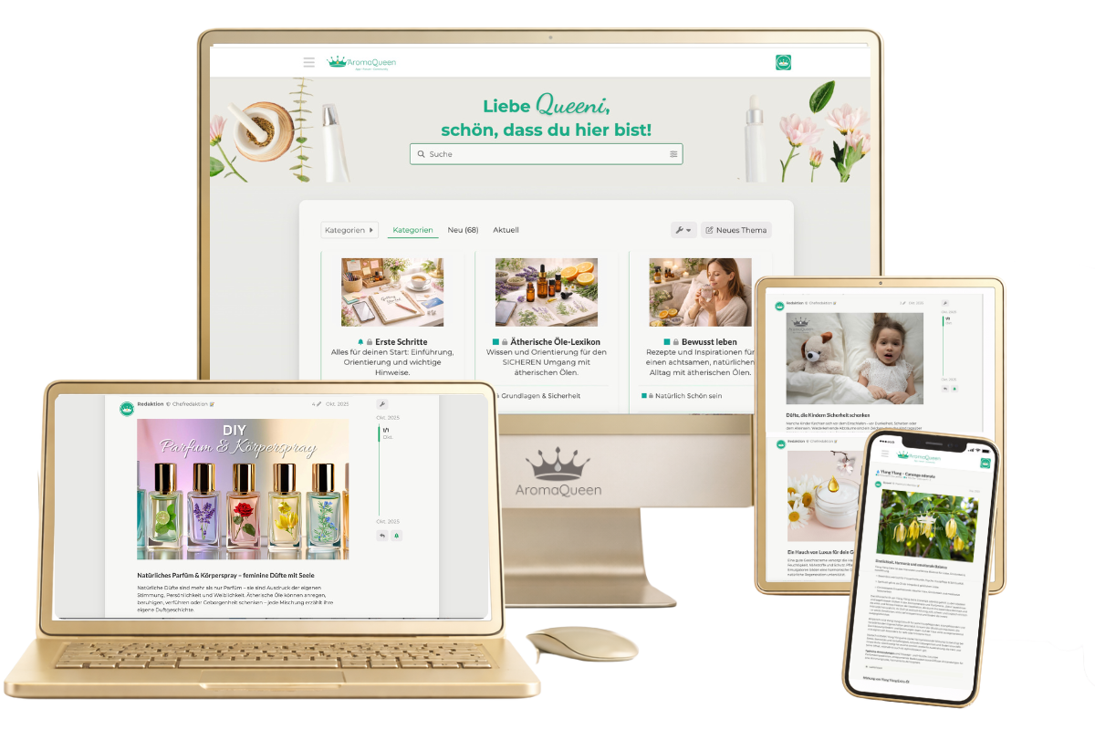 Aromatherapie-App für Frauen - AromaQueen App mit Lexikon, DIY-Rezepten und sicherer Anwendung ätherischer Öle